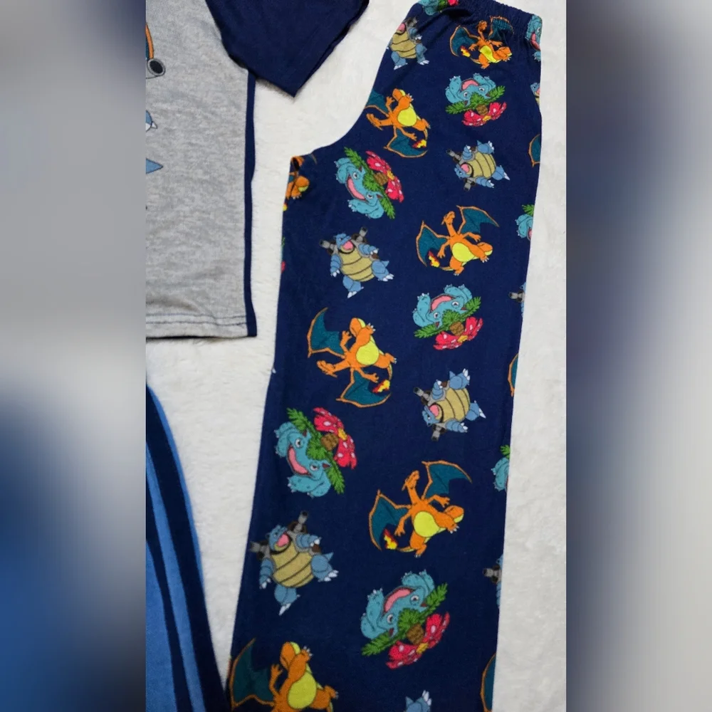 Pokemon 3pc Pajama Set Size 10 Medium Boys Girls Kids Pjs Pants Shorts Shirt